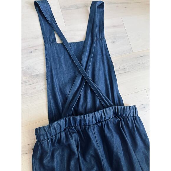 Anna Sui Denim Chambray Overalls Capri Size Small jogger bibs Vintage 90s Era - Picture 5 of 12